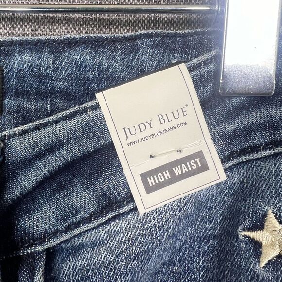 NWT Judy Blue Star Embroidered High Rise Trouser Flare Jeans Sz 1 Waist 25 - Picture 8 of 12